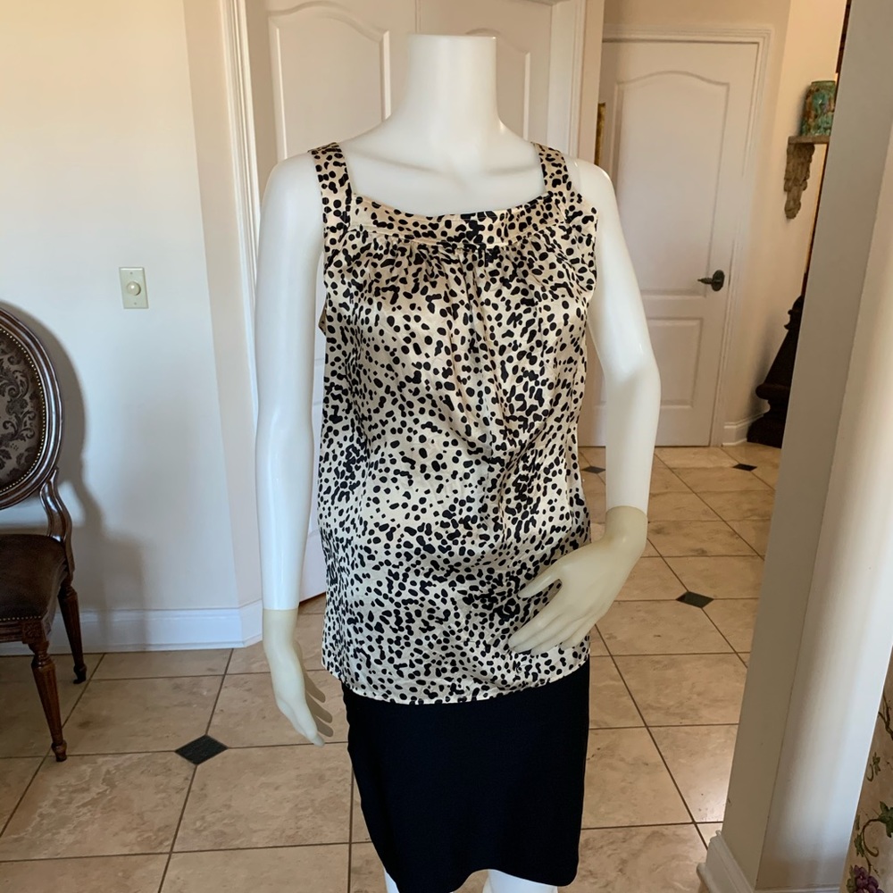 St John Collection silk leopard top M